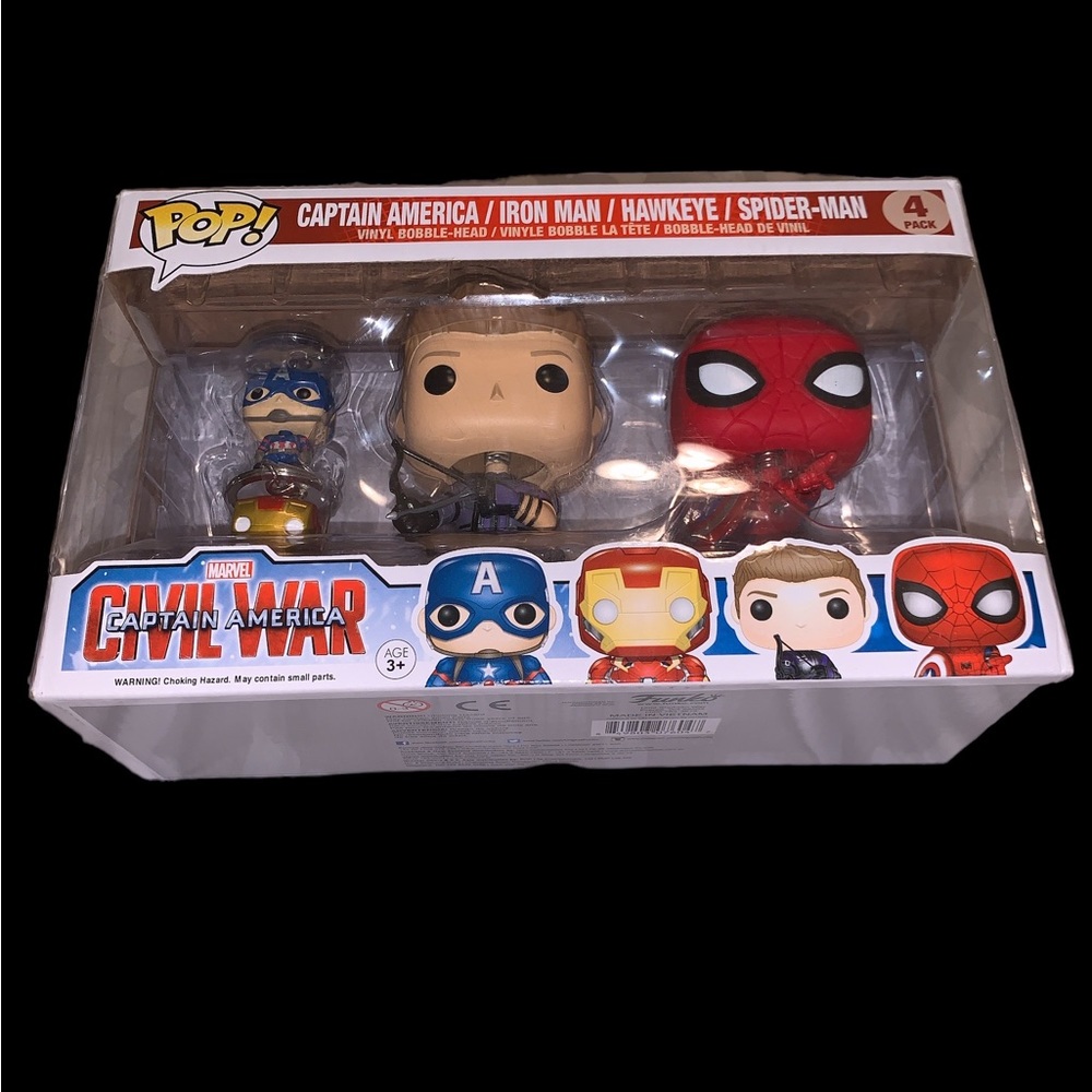 Vaulted 2016 Captain America Civil War Spider-Man+Iron Man+Hawkeye Funko 4-pack